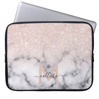 Funda Para Portátil Marble Ombre Purpurina de oro Rosa espumoso