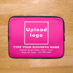Funda Para Portátil Marca comercial Manga para portátil rosa<br><div class="desc">Funda portátil de personalizable que se utiliza para crear conciencia de marca. Los contenidos son el logotipo de su empresa, el nombre de su empresa o empresa, la dirección y el número de teléfono. El diseño son textos blancos sobre fondo rosado. Compruebe la apariencia después de cargar el logotipo y...</div>