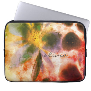 Funda Para Portátil Marca floral de color acuático artístico
