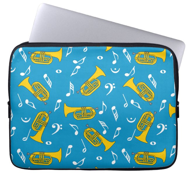 Funda Para Portátil Marchando Baritone Music Notes Bass Clefs (Frente)