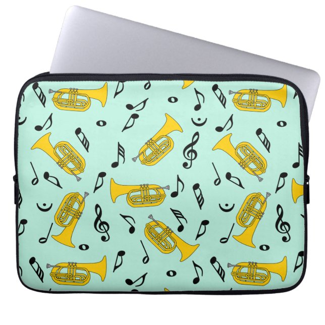 Funda Para Portátil Marchando Baritone Music Notes Bass Clefs (Frente)