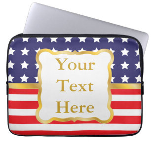 Funda Para Portátil Marco dorado sobre fondo patriótico