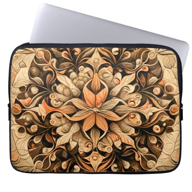 Funda Para Portátil Marco estético de decoración beige-marrón naranja (Frente)