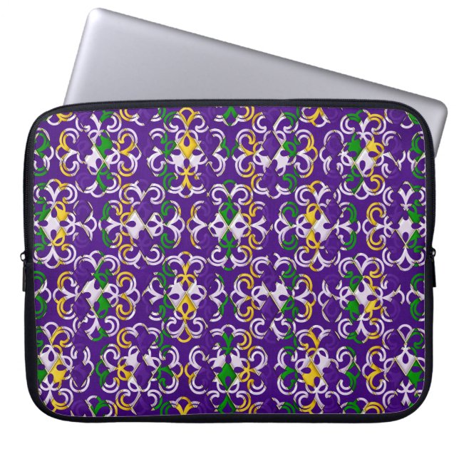 FUNDA PARA PORTÁTIL MARDI GRAS FLEUR DI LIS (Frente)