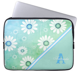 Funda Para Portátil Margarita Florece: Patrón Floral Minimalista