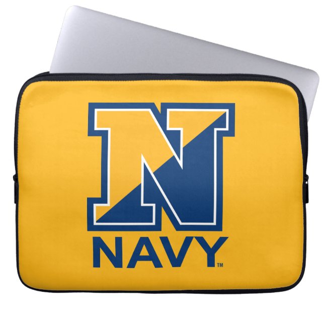 Funda Para Portátil Marina de Estados Unidos | N inicial de la marina (Frente)
