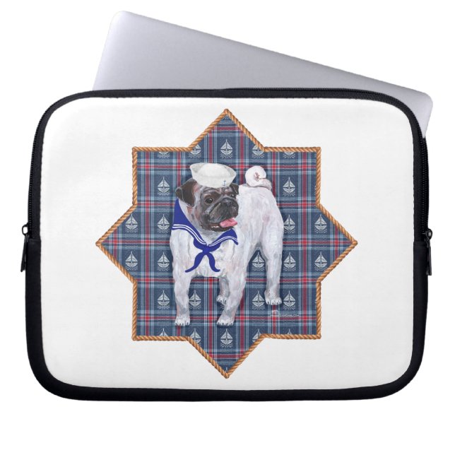 Funda Para Portátil Marinero Pug (Frente)