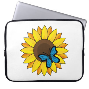 Funda Para Portátil Mariposa azul y girasol