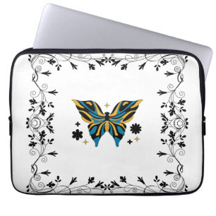Funda Para Portátil Mariposa Crepuscular – Armonía de Contraste Floral