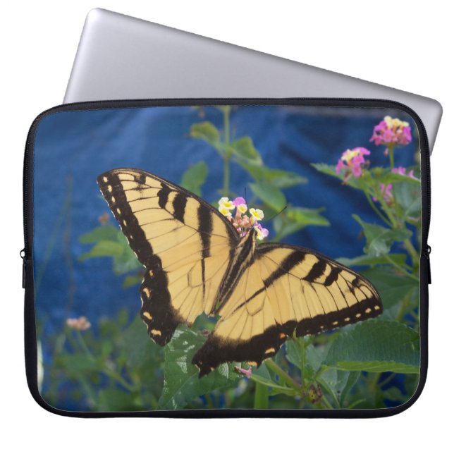 Funda Para Portátil Mariposa de cerda amarilla y negra en una (Frente)