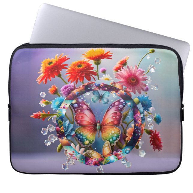 Funda Para Portátil Mariposa de flores (Frente)