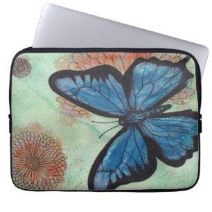 Funda Para Portátil Mariposa del azul de la acuarela