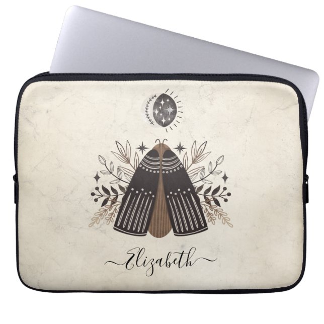 Funda Para Portátil Mariposa elegante monograma vintage (Frente)