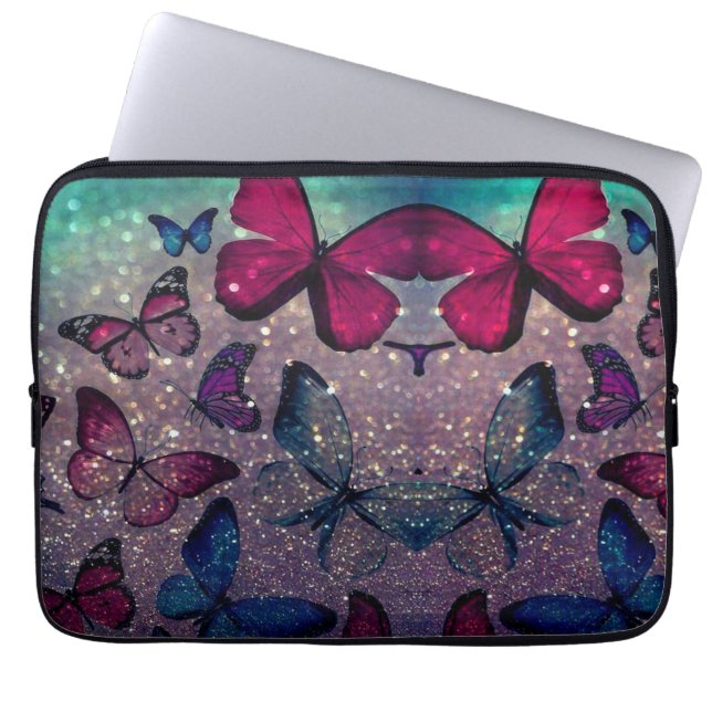Funda Para Portátil Mariposa en Purpurina (Frente)