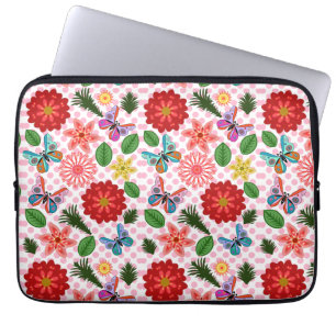 Funda Para Portátil Mariposa floral de jardín de primavera moderno