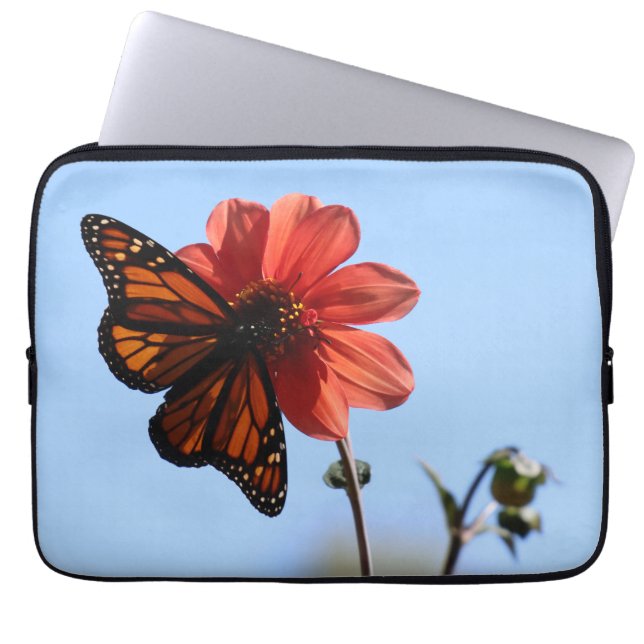 Funda Para Portátil Mariposa monarca en Dahlia (Frente)