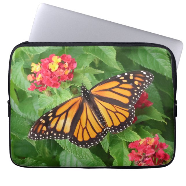 Funda Para Portátil Mariposa monarca en Lantana (Frente)