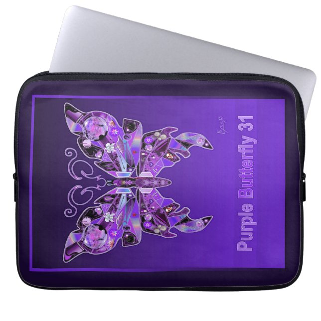 Funda Para Portátil Mariposa morada 31 (Frente)