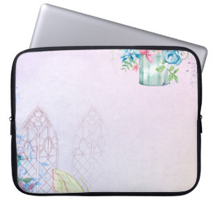Funda Para Portátil Mariposa romántica de fondo
