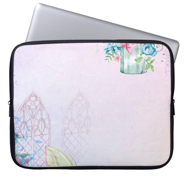 Funda Para Portátil Mariposa romántica de fondo (Frente)