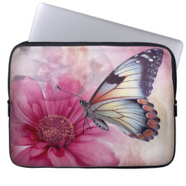 Funda Para Portátil Mariposa soñada en lienzo floral