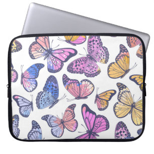 Funda Para Portátil Mariposas acuarelas: Patrón de cosecha Pastel.