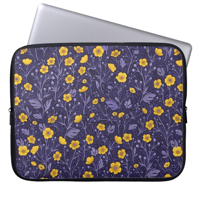 Funda Para Portátil Mariposas, amarillas y violetas (Frente)