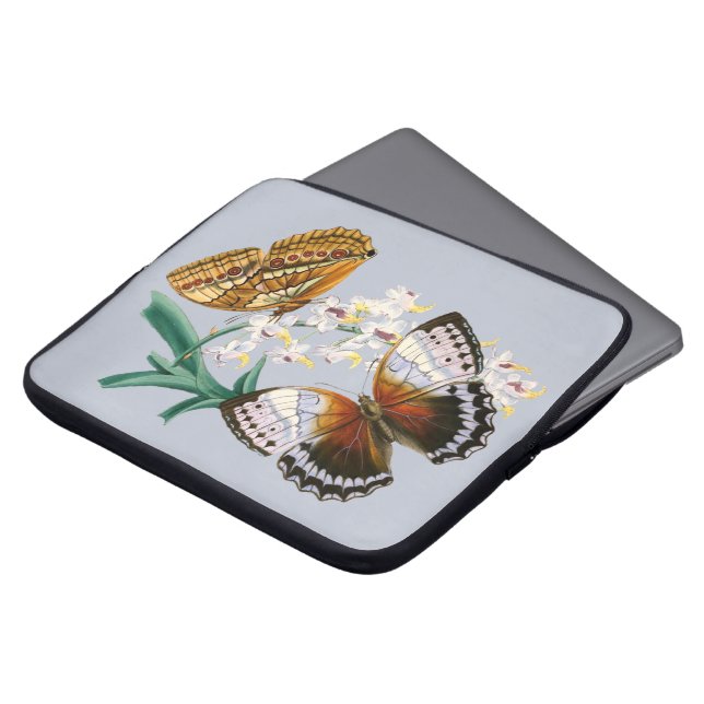 Funda Para Portátil Mariposas antiguas y Ilustracion floral sobre (Superior anverso)