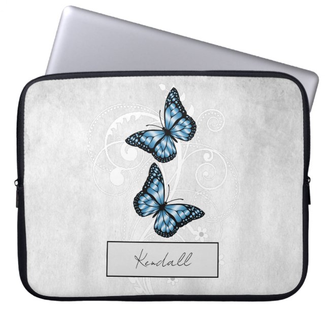 Funda Para Portátil Mariposas azules brillantes (Frente)