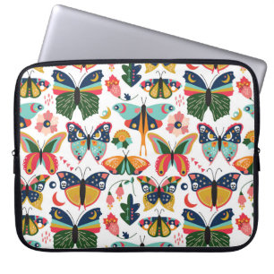 Funda Para Portátil Mariposas Boho: Patrón de papel tapiz sin costura.
