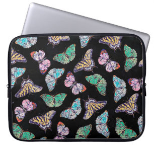 Funda Para Portátil Mariposas color negro de agua
