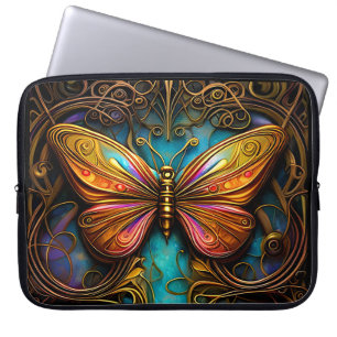 Funda Para Portátil Mariposas de bronce en Aqua Blue