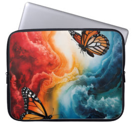 Funda Para Portátil Mariposas en una tormenta colorida.