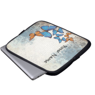 Funda Para Portátil Mariposas florales azules