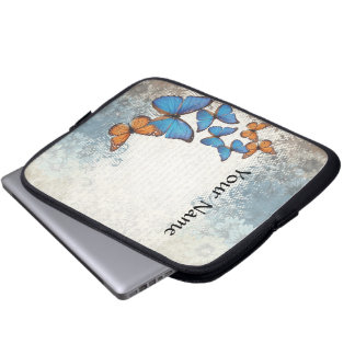 Funda Para Portátil Mariposas florales azules