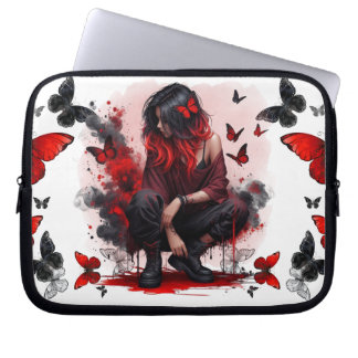 Funda Para Portátil Mariposas góticas y fantasía de dama