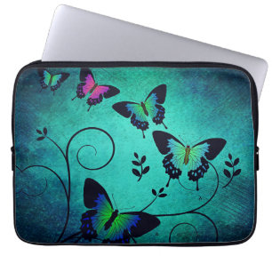 Funda Para Portátil Mariposas Joyas Teñidas de Azul
