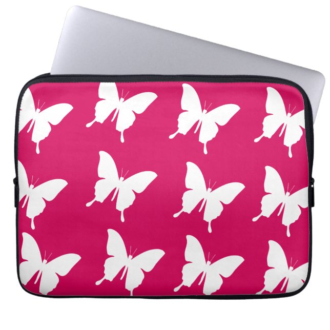 Funda Para Portátil Mariposas monarcas rosadas (Frente)
