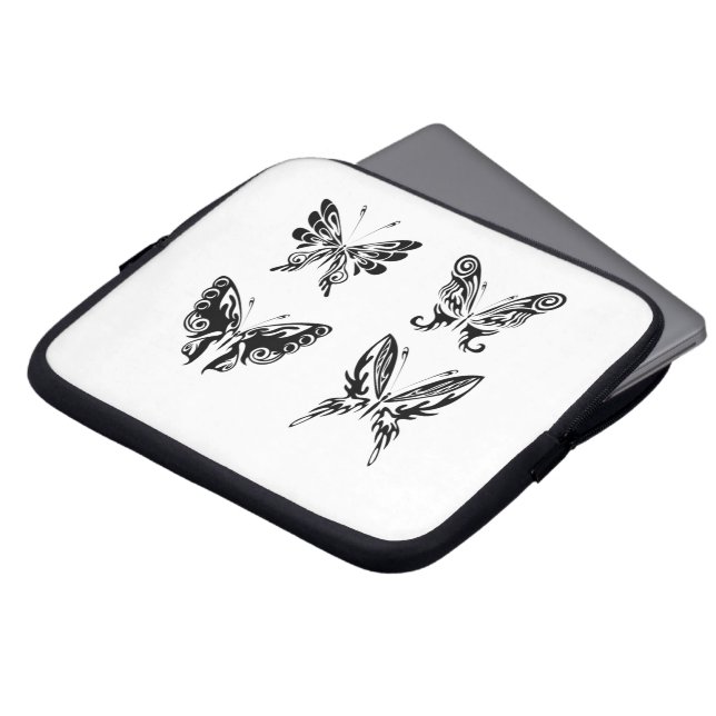 Funda Para Portátil Mariposas Negras Y Blancas (Superior anverso)