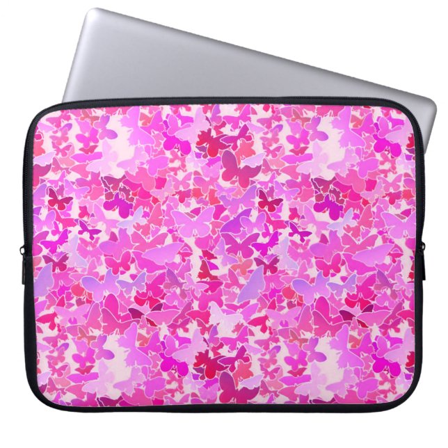 Funda Para Portátil Mariposas, púrpura, lavanda, rosa (Frente)