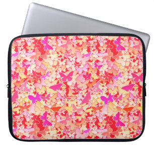 Funda Para Portátil Mariposas, rosa, melocotón, coral
