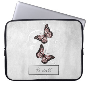 Funda Para Portátil Mariposas rosadas brillantes