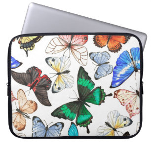 Funda Para Portátil Mariposas tropicales: acuarela colorida.