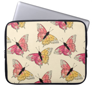 Funda Para Portátil Mariposas volando: patrón de marfil ininterrumpido