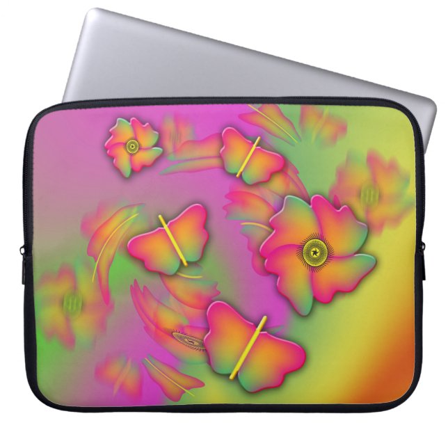 Funda Para Portátil Mariposas y flores (Frente)