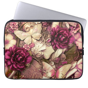 Funda Para Portátil Mariposas Y Rosas Decorativas De Collage