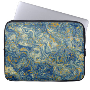 Funda Para Portátil Mármol azul y dorado