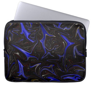 Funda Para Portátil Mármol Azul Y Negro, Manga Portátil