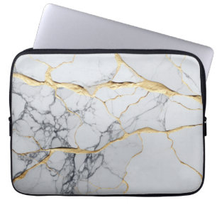 Funda Para Portátil Mármol blanco y dorado