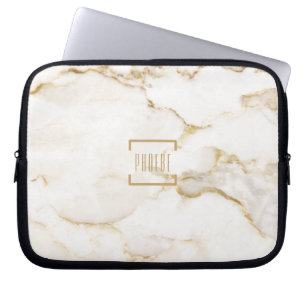 Funda Para Portátil Mármol con efecto oro de nombre personalizado mode